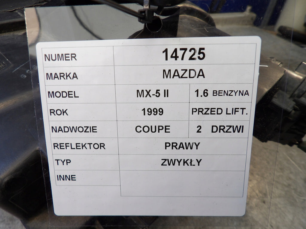 Frontscheinwerfer Mazda Mx5 II 100-61854 Rechts Scheinwerfer Headlight