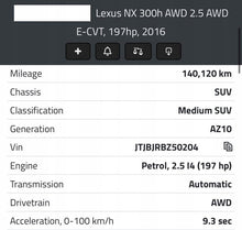 Load image into Gallery viewer, Motor Lexus Nx 2AR-FXE 2.5 197PS 145kW 140TKm 2014 Benzin Engine Komplett MOT9234420156ov