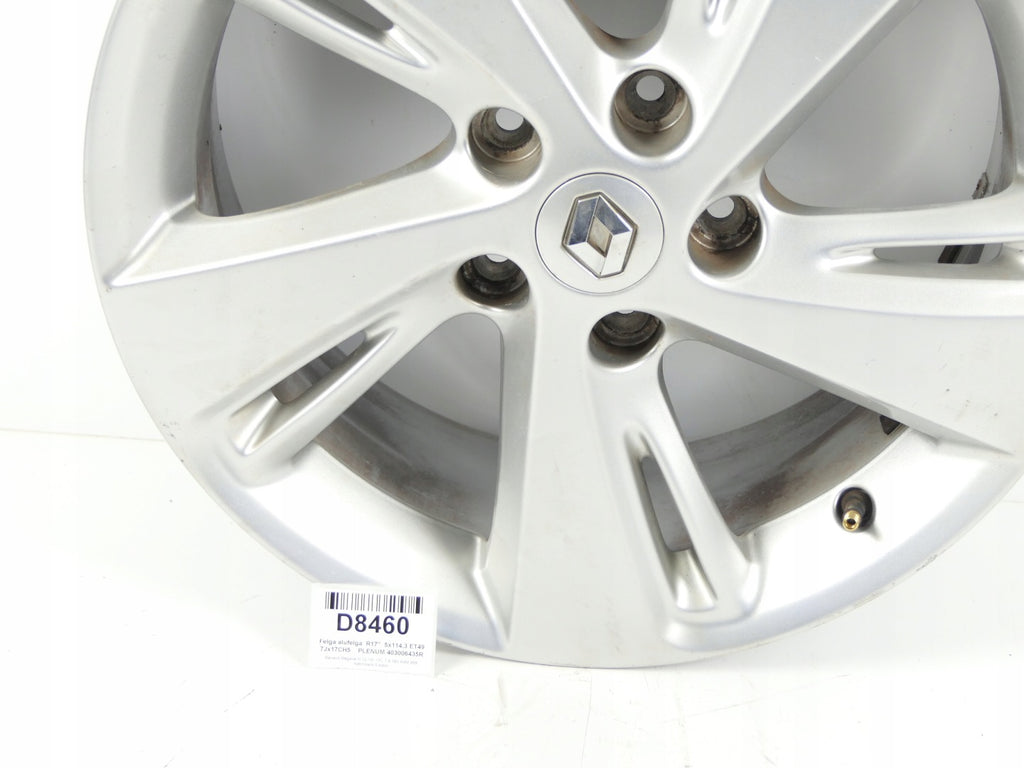 1x Alufelge 17 Zoll 7.0" 5x114.3 49ET 403006435R Renault Megane III 1 Scenic FEL2679125054rr