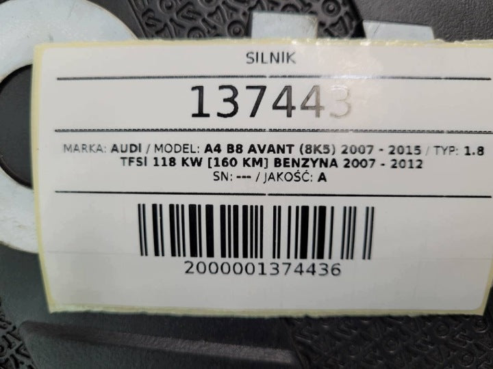 Motor Audi A4 B8 CDHB 1.8 TFSI 160PS 118kW 252TKm Benzin Engine Komplett MOT9933687411nt