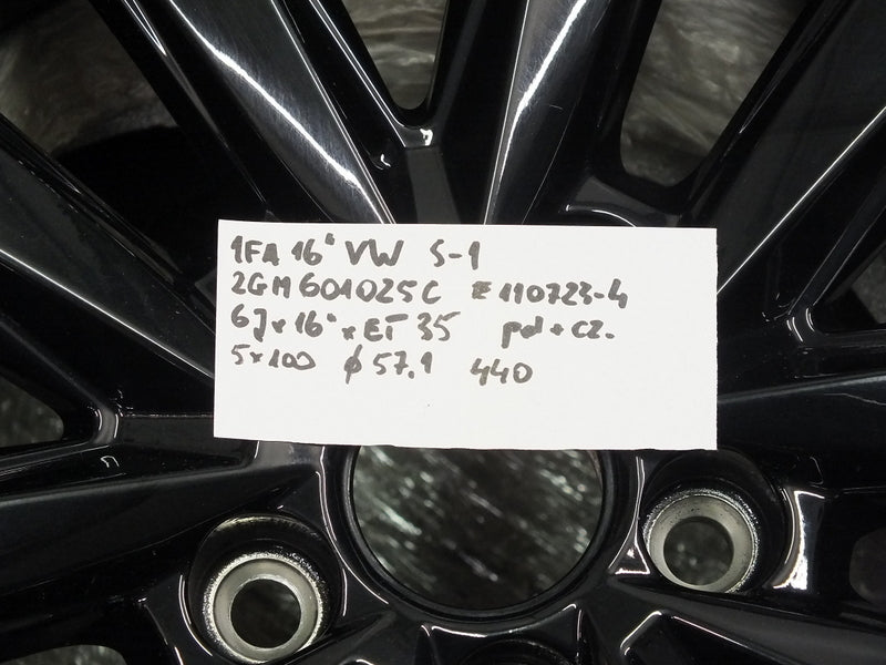1x Alufelge 16 Zoll 6.0" 5x100 35ET Glanz Schwarz 2GM601025C VW T Cross FEL4736931821dx