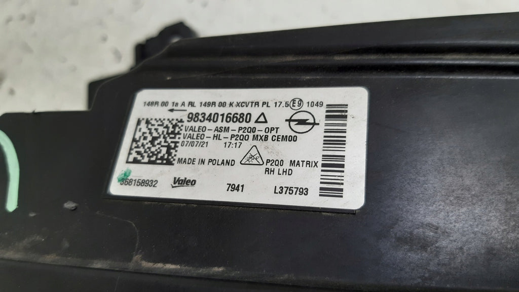 Frontscheinwerfer Opel Mokka 9834016680 Full LED Rechts Scheinwerfer Headlight SCH7017320598la