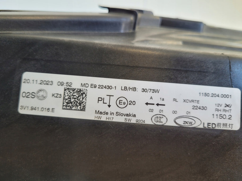 Frontscheinwerfer Skoda Superb III 3V1941016E LED Rechts Scheinwerfer Headlight