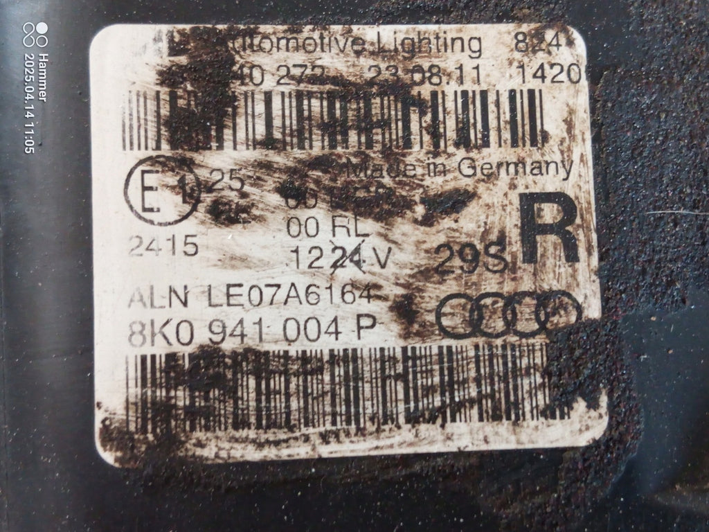 Frontscheinwerfer Audi A4 B8 8K0941004P Xenon Rechts Scheinwerfer Headlight