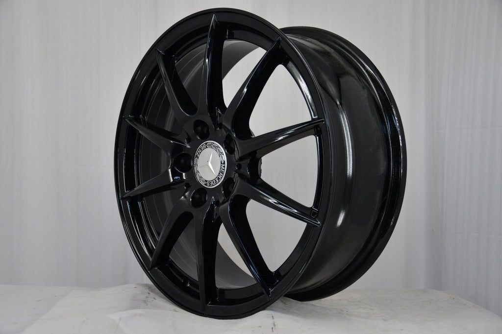 4x Alufelge 17 Zoll 6.5" 5x112 49ET Glanz Schwarz A2464010102 Mercedes-Benz FEL5230074303bo
