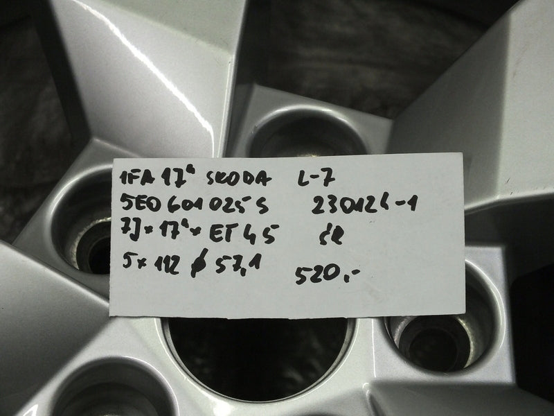 1x Alufelge 17 Zoll 7.0" 5x112 45ET Glanz Silber 5E0601025S Skoda Rim Wheel FEL1393206337np