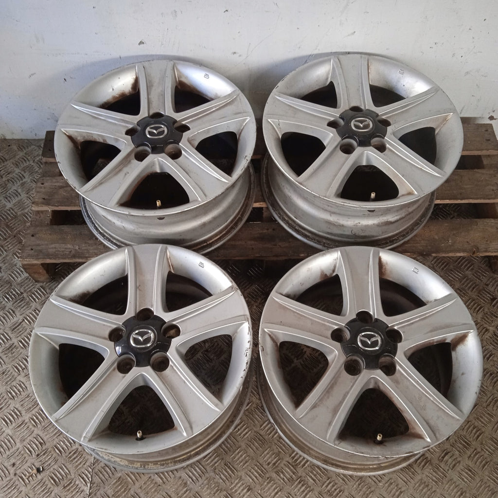 4x Alufelge 16 Zoll 7.0" 5x114.3 55ET Glanz Silber 9965637060 Mazda Rim Wheel FEL1068465777bi