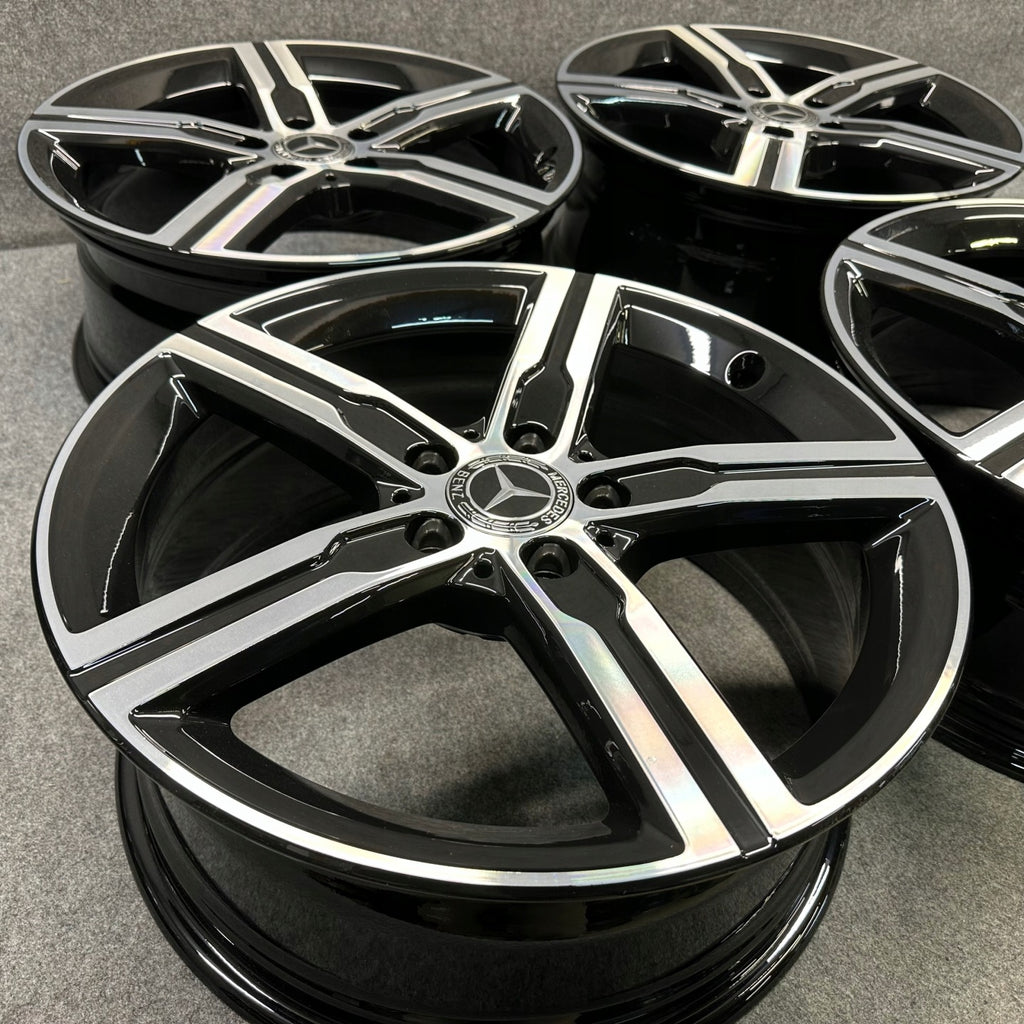 4x Alufelge 18 Zoll 7.5" 5x112 49ET Glanz Schwarz A1774013200 Mercedes-Benz Cla FEL4150679792hg