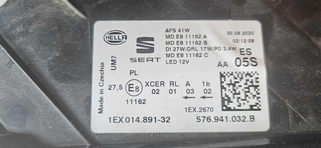 Frontscheinwerfer Seat Ateca 576941032B LED Rechts Scheinwerfer Headlight