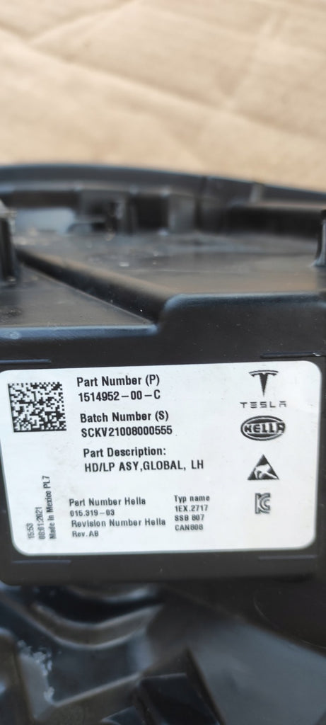 Frontscheinwerfer Tesla Model 3 1514952-00-C 01531951CJW21168000386 LED Links SCH8756267601ag