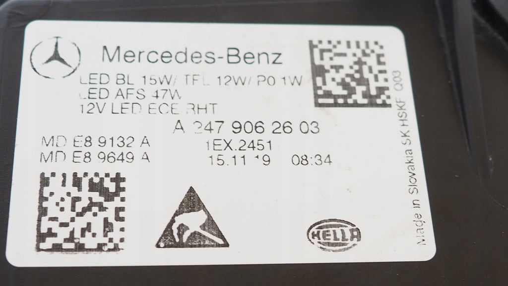 Frontscheinwerfer Mercedes-Benz W247 A2479062603 Full LED Rechts Headlight SCH8212589526ka