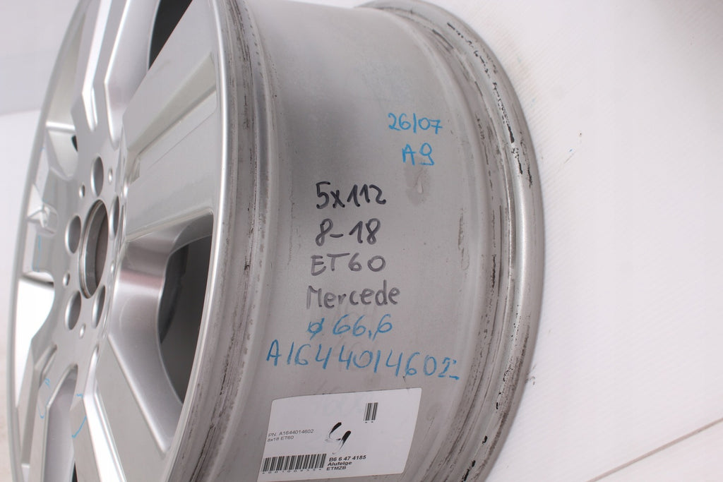 1x Alufelge 18 Zoll 8.0" 5x112 60ET Glanz Silber A1644014602 Mercedes-Benz W164