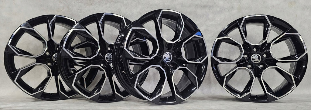 4x Alufelge 19 Zoll 7.5" 5x112 51ET Glanz Schwarz 5E0601025AH Mg Octavia I FEL3033522371bi