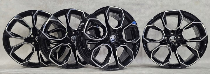 4x Alufelge 19 Zoll 7.5" 5x112 51ET Glanz Schwarz 5E0601025AH Mg Octavia I FEL3033522371bi