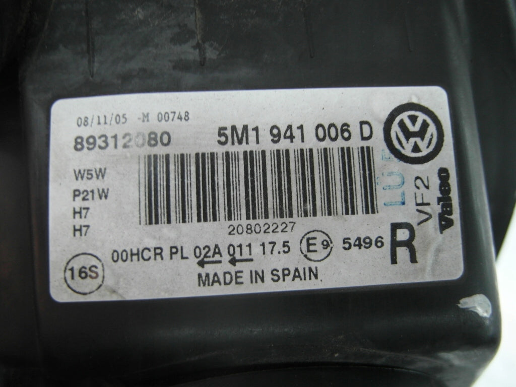 Frontscheinwerfer VW Golf V Plus 5M1941006D Rechts Scheinwerfer Headlight SCH4122443769ed