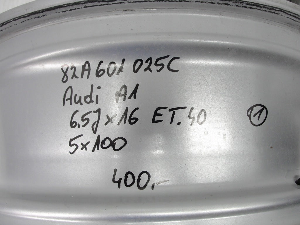 1x Alufelge 16 Zoll 6.5" 5x100 40ET Glanz Silber 82A601025 Audi A1 Rim Wheel FEL9650854251au