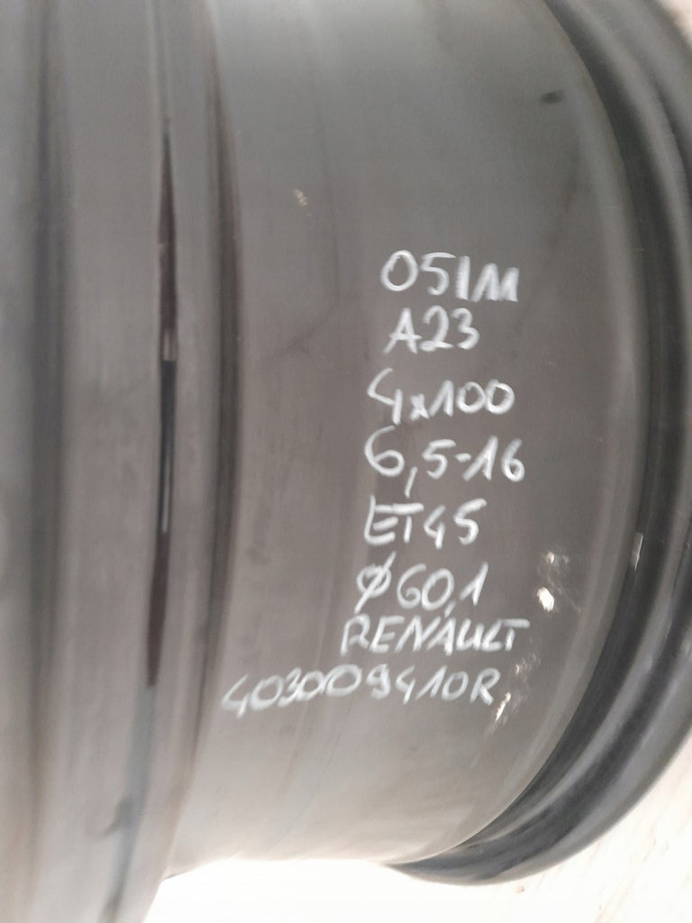1x Alufelge 16 Zoll 6.5" 4x100 45ET Glanz Schwarz 403009410R Renault Rim Wheel FEL7000240225rj