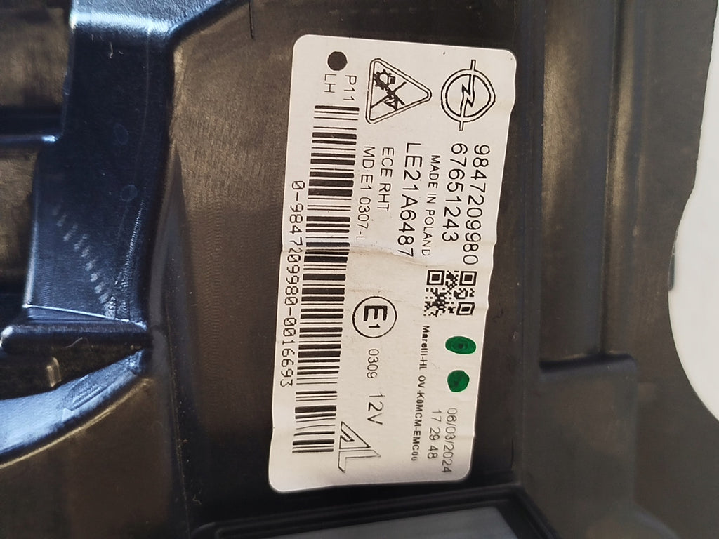 Frontscheinwerfer Opel Zafira Vivaro 9847209980 LED Links Scheinwerfer Headlight