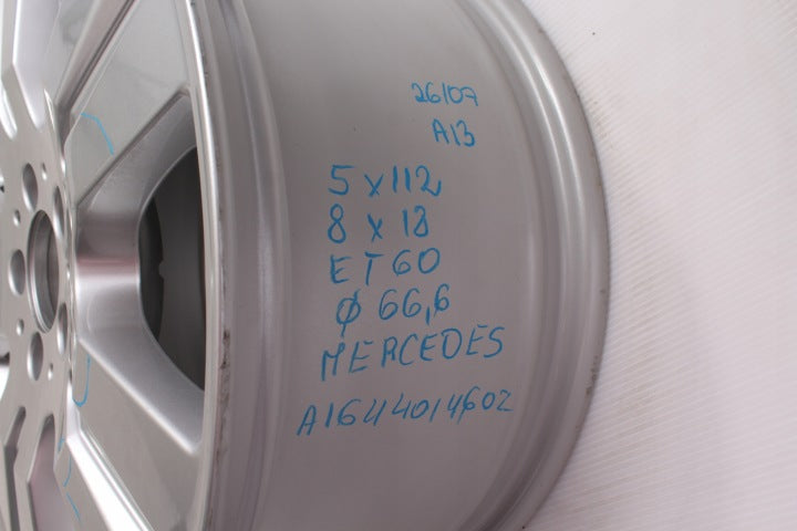 1x Alufelge 18 Zoll 8.0" 5x112 60ET Glanz Silber A1644014602 Mercedes-Benz W164 FEL4952146732hf
