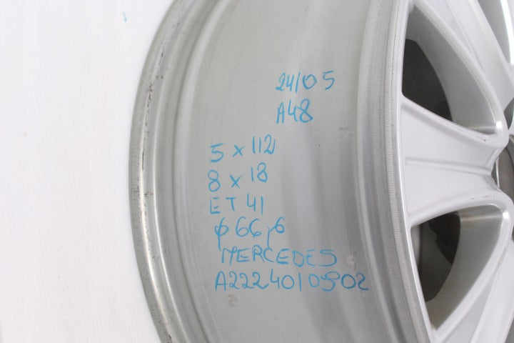 1x Alufelge 18 Zoll 8.0" 5x112 41ET Glanz Silber A2224010902 Mercedes-Benz FEL6312309940cj