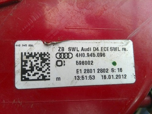 Rückleuchte Audi A8 4H0945096 Rechts Rearlight RUK2266903123cx