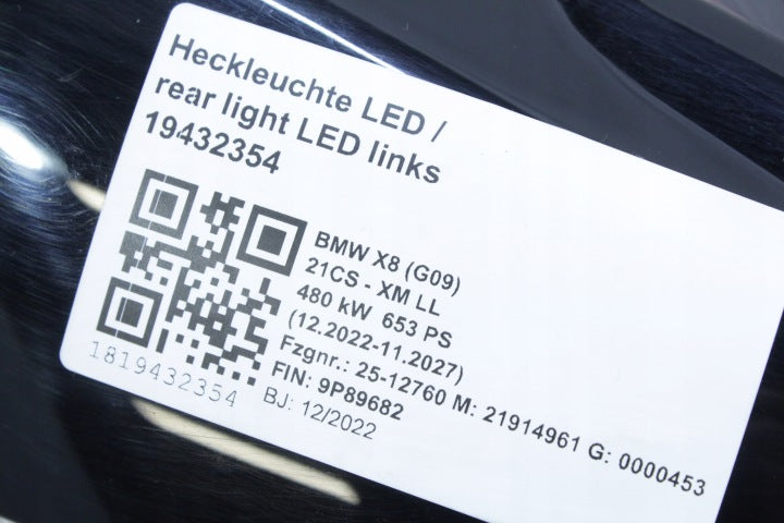 Rückleuchte BMW 987975309 Links Rearlight RUK8431260277ag