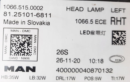 Frontscheinwerfer Man 81251016820 81251016811 LED Ein Satz Headlight SCH1166189990oh