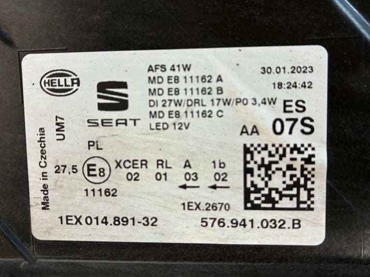 Frontscheinwerfer Seat Ateca 576941032B Full LED Rechts Scheinwerfer Headlight SCH1281860779fb
