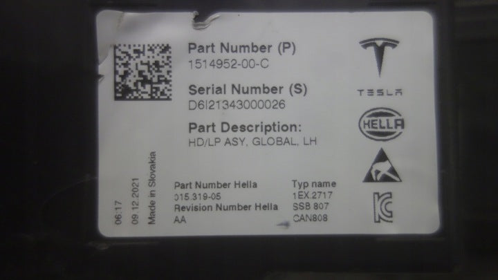 Frontscheinwerfer Tesla Model 1514952-00-C LED Links Scheinwerfer Headlight SCH2317019281ad