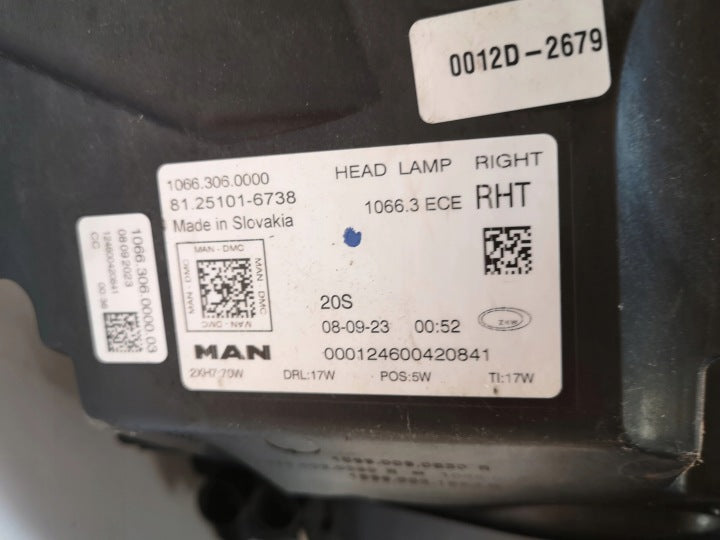 Frontscheinwerfer Man 25101-6738 Rechts Scheinwerfer Headlight SCH2855232535jx