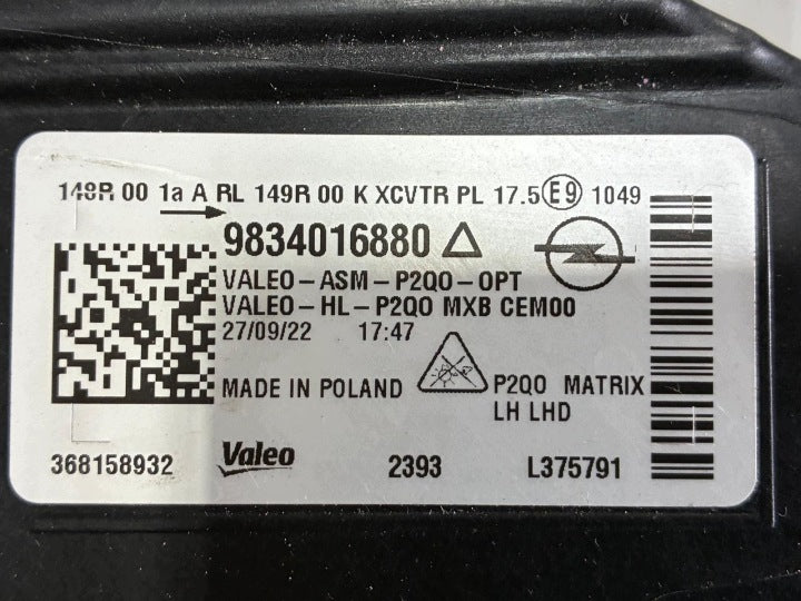 Frontscheinwerfer Opel Mokka 9834016880 Full LED Links Scheinwerfer Headlight SCH3170067405aw