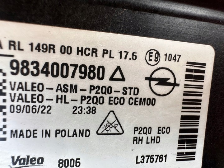 Frontscheinwerfer Opel Mokka 9834007980 LED Rechts Scheinwerfer Headlight SCH3262744306or