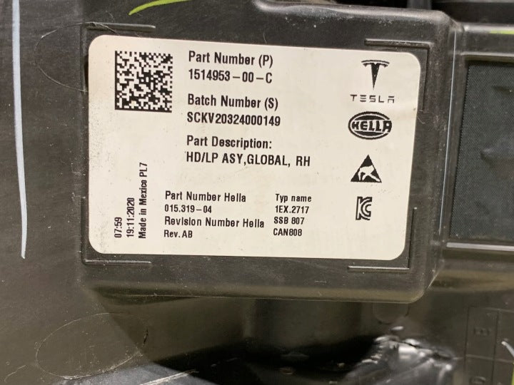 Frontscheinwerfer Tesla Model Y 1110796-00-D Ein Stück (Rechts oder Links) SCH3695906489on