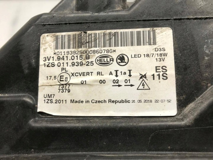 Frontscheinwerfer Skoda Superb 3V1941015B 1ZS01193925 Links Headlight SCH4035976366bg