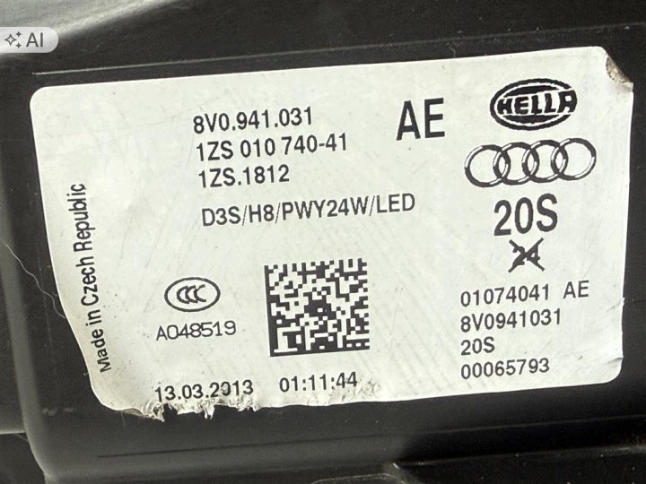 Frontscheinwerfer Audi A3 8V0941031 Bi-Xenon Links Scheinwerfer Headlight SCH5229909528vq