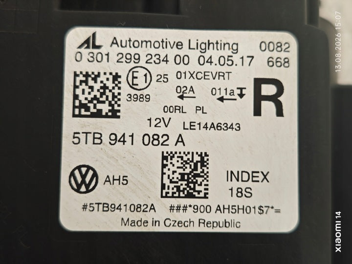 Frontscheinwerfer VW Touran 5TB941082A LED Rechts Scheinwerfer Headlight SCH5378710548la