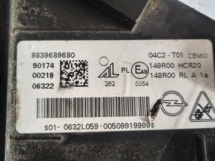 Frontscheinwerfer Opel Grandland X 9839689680 Links Scheinwerfer Headlight SCH5839617309lm