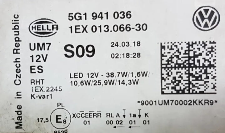 Frontscheinwerfer VW Golf VII 5G1941036 LED Rechts Scheinwerfer Headlight SCH6879301582ez