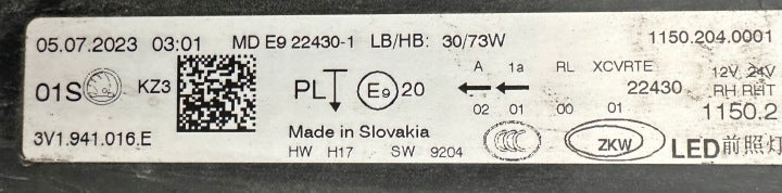 Frontscheinwerfer Skoda Superb 3V1941016E E9224301 Rechts Scheinwerfer Headlight SCH7008605265sm