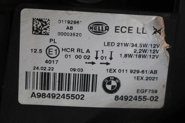 Frontscheinwerfer BMW 1 F21 F20 8492455-02 Links Scheinwerfer Headlight SCH7039201516ui
