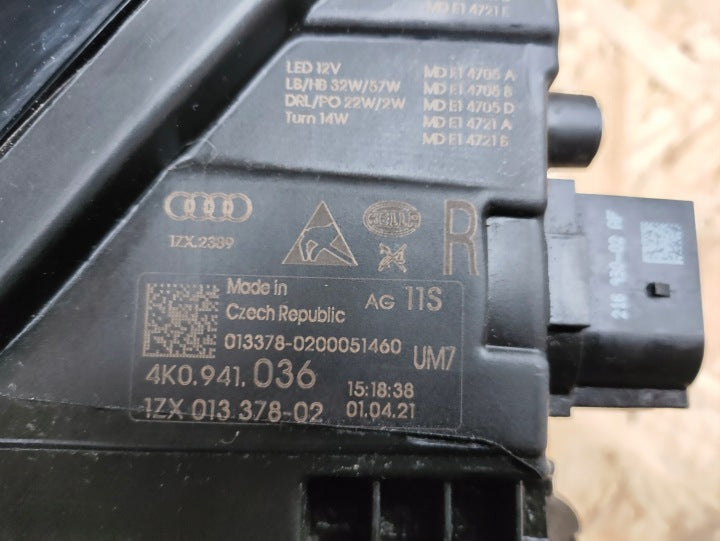 Frontscheinwerfer Audi A6 C8 4K0941036 1ZX01337802 013378020004262 Rechts SCH7118206020ys