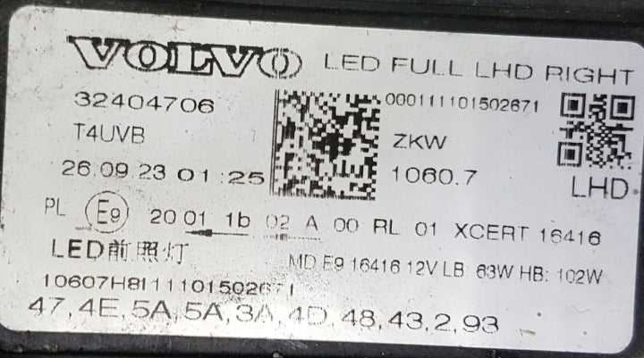 Frontscheinwerfer Volvo Xc60 32404706 Rechts Scheinwerfer Headlight SCH7622851701uh