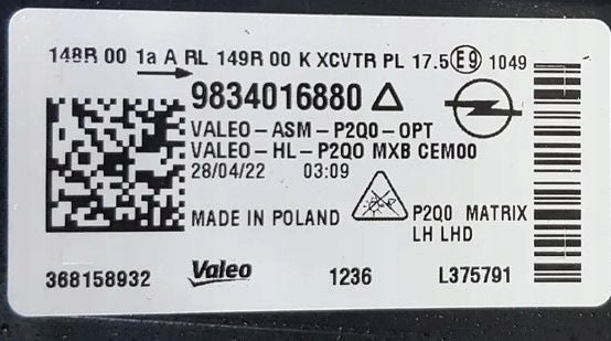 Frontscheinwerfer Opel Mokka 9834016880 LED Links Scheinwerfer Headlight SCH8070068789ur