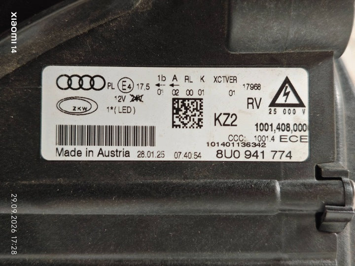 Frontscheinwerfer Audi Q3 8U0941774 Rechts Scheinwerfer Headlight SCH8146775238nk