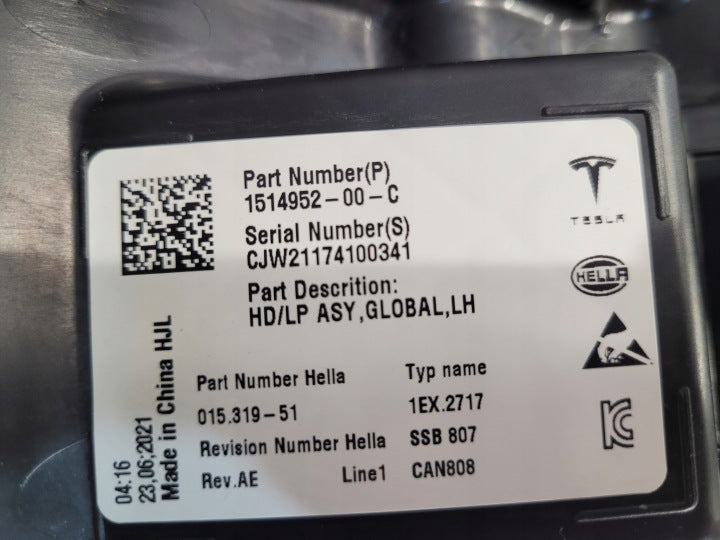 Frontscheinwerfer Tesla 3 Y 151495200C Links Scheinwerfer Headlight SCH8404000599jp