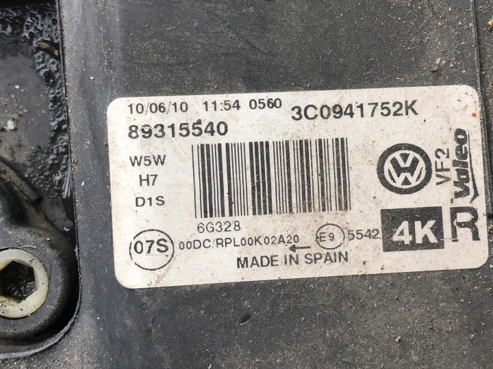 Frontscheinwerfer VW Passat 3C0941752K Xenon Rechts Scheinwerfer Headlight SCH9271205978vn