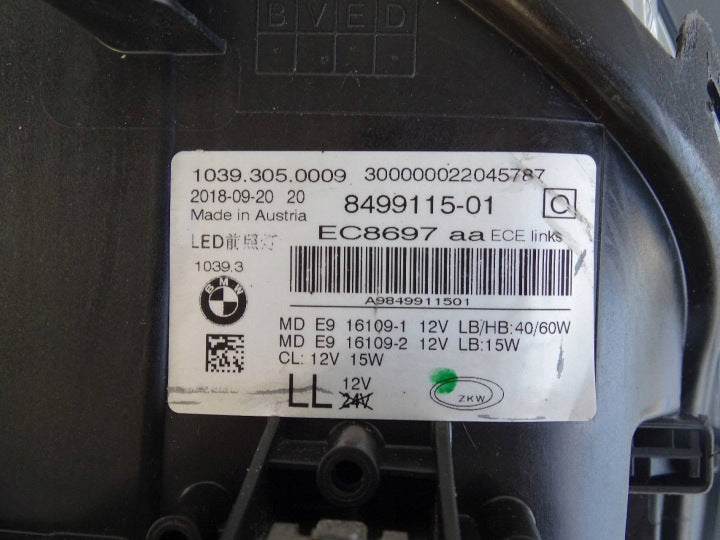 Frontscheinwerfer BMW 5 G30 8499115 LED Links Scheinwerfer Headlight SCH9904902530lj