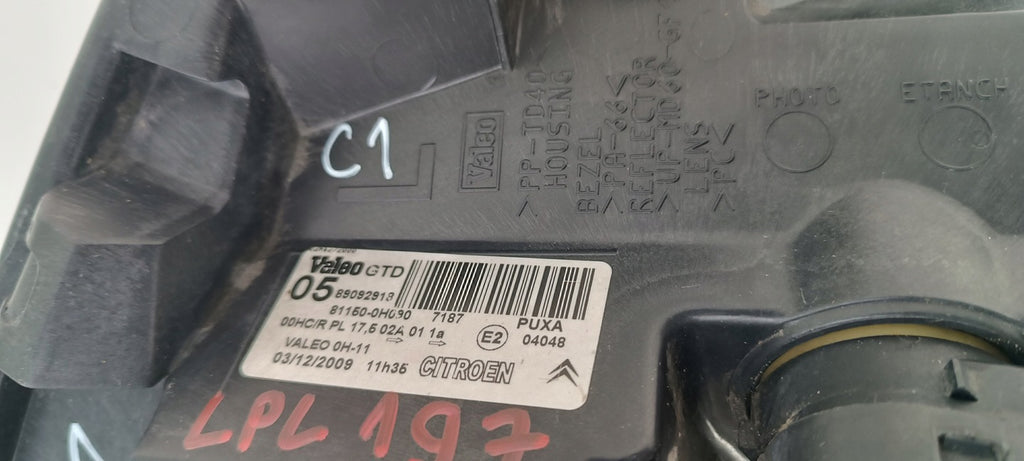 Frontscheinwerfer Citroën C1 89092918 Links Scheinwerfer Headlight