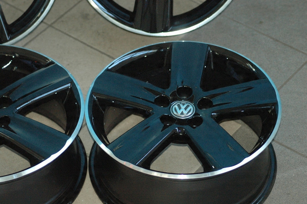 4x Alufelge 16 Zoll 6.5" 5x100 43ET Schwarz 6Q0601025S Skoda Golf Rim Wheel