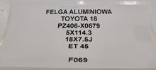 Laden Sie das Bild in den Galerie-Viewer, 1x Alufelge 18 Zoll 7.5" 5x114.3 45ET PZ406X0679 Toyota Rim Wheel FEL4041861918af